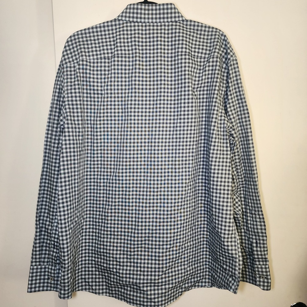 UNTUCKit Button Down Mens XXL Navy White Gingham Excellent Wrinkle Free Mclaren - Picture 6 of 6
